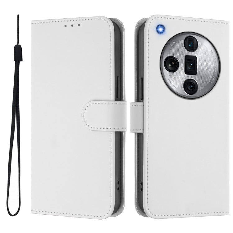 For OPPO Find X7 Ultra Skin Feel Solid Color Leather Phone Case with Lanyard