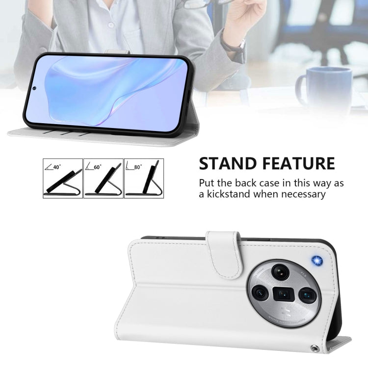 For OPPO Find X7 Ultra Skin Feel Solid Color Leather Phone Case with Lanyard