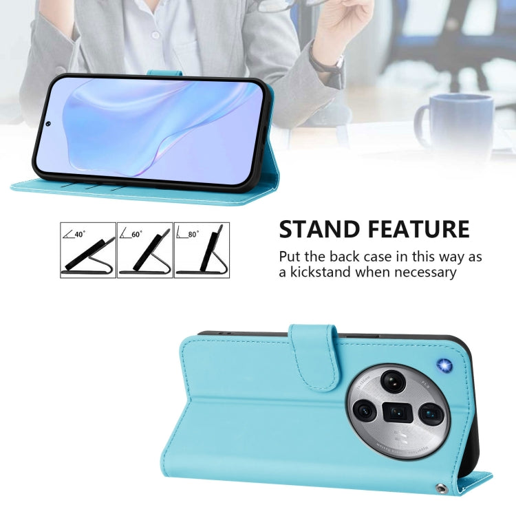 For OPPO Find X7 Ultra Skin Feel Solid Color Leather Phone Case with Lanyard