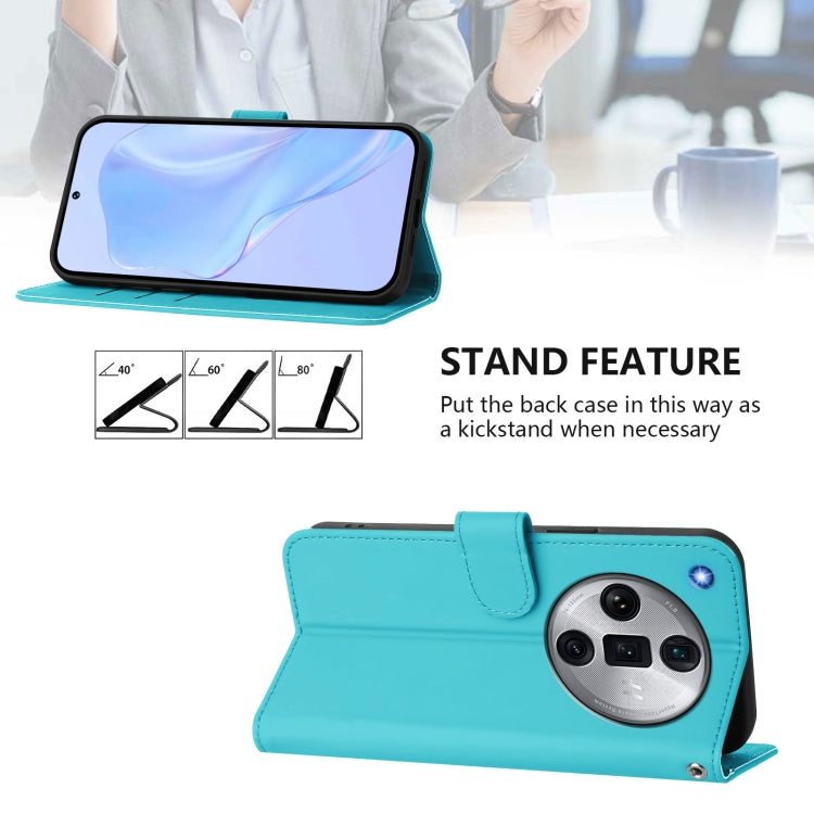 For OPPO Find X7 Ultra Skin Feel Solid Color Leather Phone Case with Lanyard