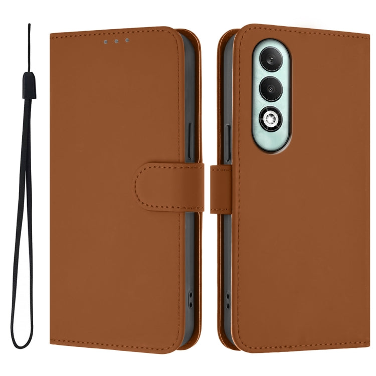 For OPPO K12x 5G Global Skin Feel Solid Color Leather Phone Case with Lanyard