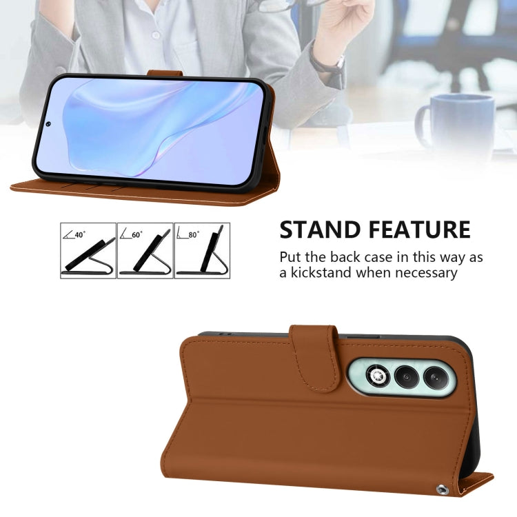For OPPO K12x 5G Global Skin Feel Solid Color Leather Phone Case with Lanyard