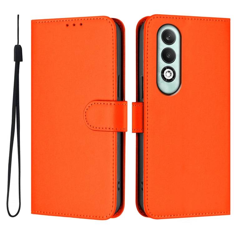 For OPPO K12x 5G Global Skin Feel Solid Color Leather Phone Case with Lanyard