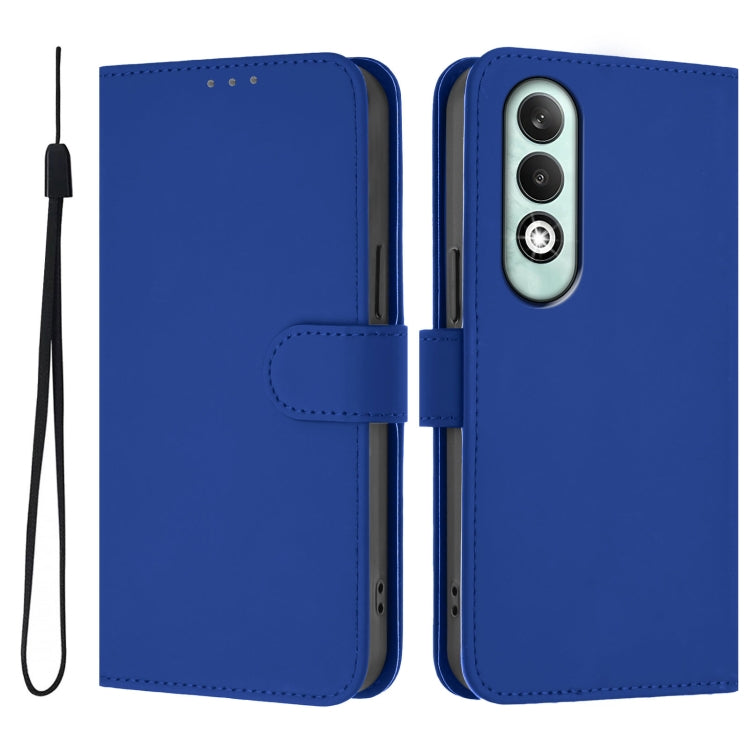 For OPPO K12x 5G Global Skin Feel Solid Color Leather Phone Case with Lanyard