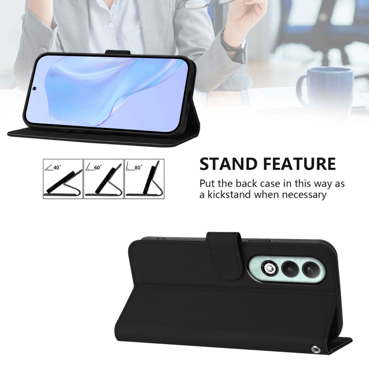 For OPPO K12x 5G Global Skin Feel Solid Color Leather Phone Case with Lanyard