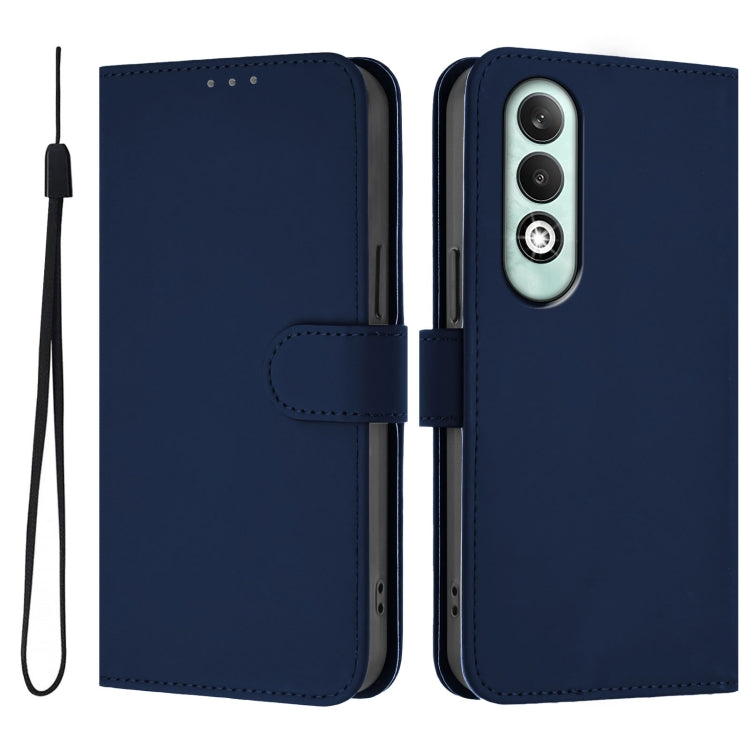 For OPPO K12x 5G Global Skin Feel Solid Color Leather Phone Case with Lanyard