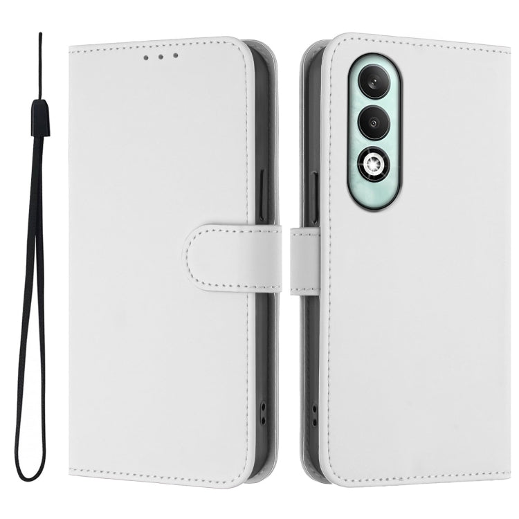 For OPPO K12x 5G Global Skin Feel Solid Color Leather Phone Case with Lanyard