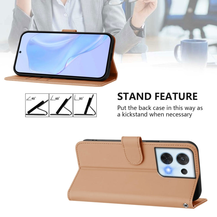 For OPPO Reno8 5G Skin Feel Solid Color Leather Phone Case with Lanyard