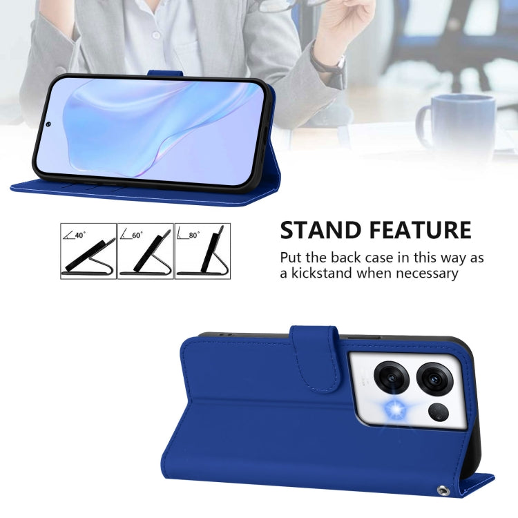 For OPPO Reno8 Pro 5G Global Skin Feel Solid Color Leather Phone Case with Lanyard