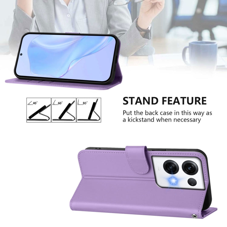 For OPPO Reno8 Pro 5G Global Skin Feel Solid Color Leather Phone Case with Lanyard