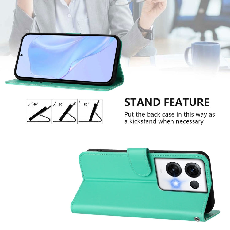 For OPPO Reno8 Pro 5G Global Skin Feel Solid Color Leather Phone Case with Lanyard