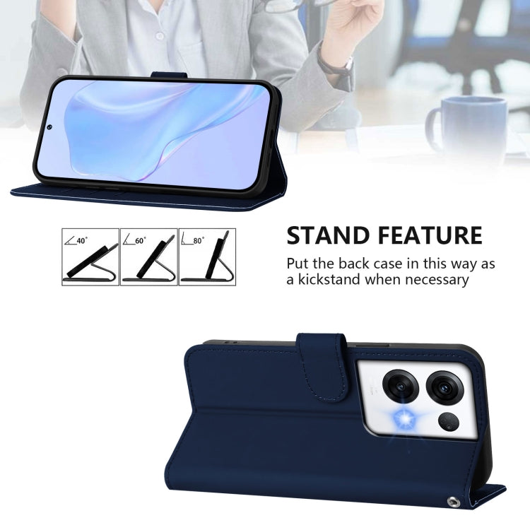 For OPPO Reno8 Pro 5G Global Skin Feel Solid Color Leather Phone Case with Lanyard