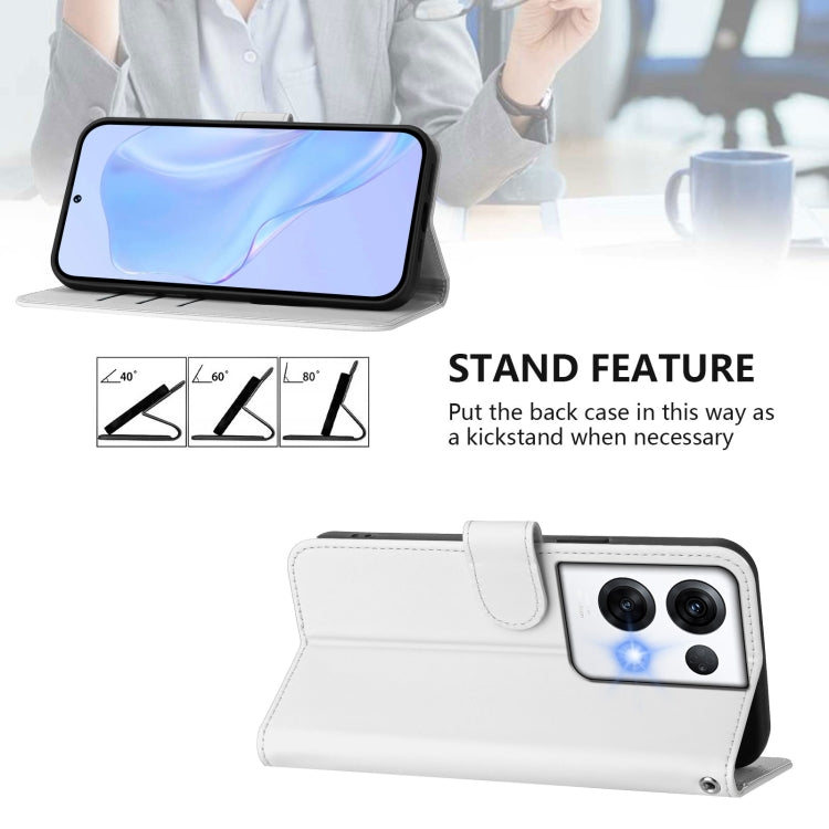 For OPPO Reno8 Pro 5G Global Skin Feel Solid Color Leather Phone Case with Lanyard