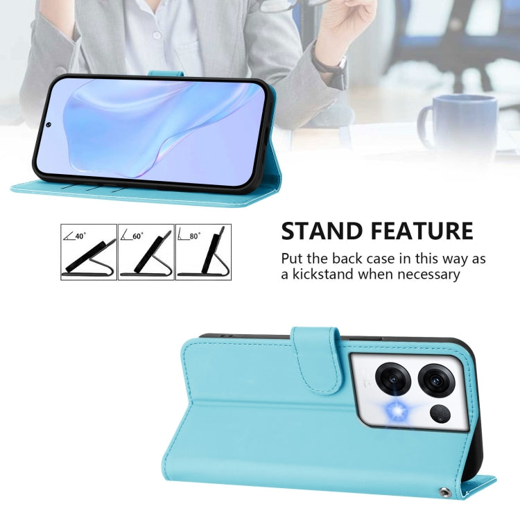 For OPPO Reno8 Pro 5G Global Skin Feel Solid Color Leather Phone Case with Lanyard