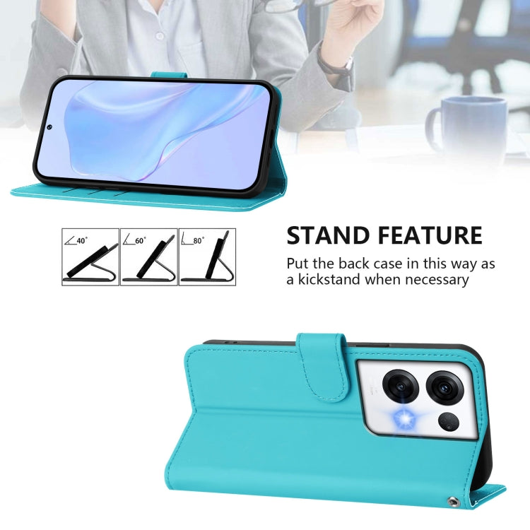 For OPPO Reno8 Pro 5G Global Skin Feel Solid Color Leather Phone Case with Lanyard