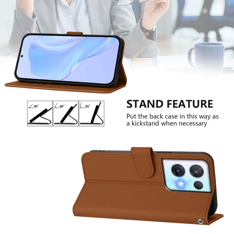 For OPPO Reno8 Pro 5G Skin Feel Solid Color Leather Phone Case with Lanyard