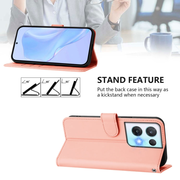 For OPPO Reno8 Pro 5G Skin Feel Solid Color Leather Phone Case with Lanyard