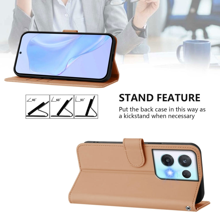 For OPPO Reno8 Pro 5G Skin Feel Solid Color Leather Phone Case with Lanyard