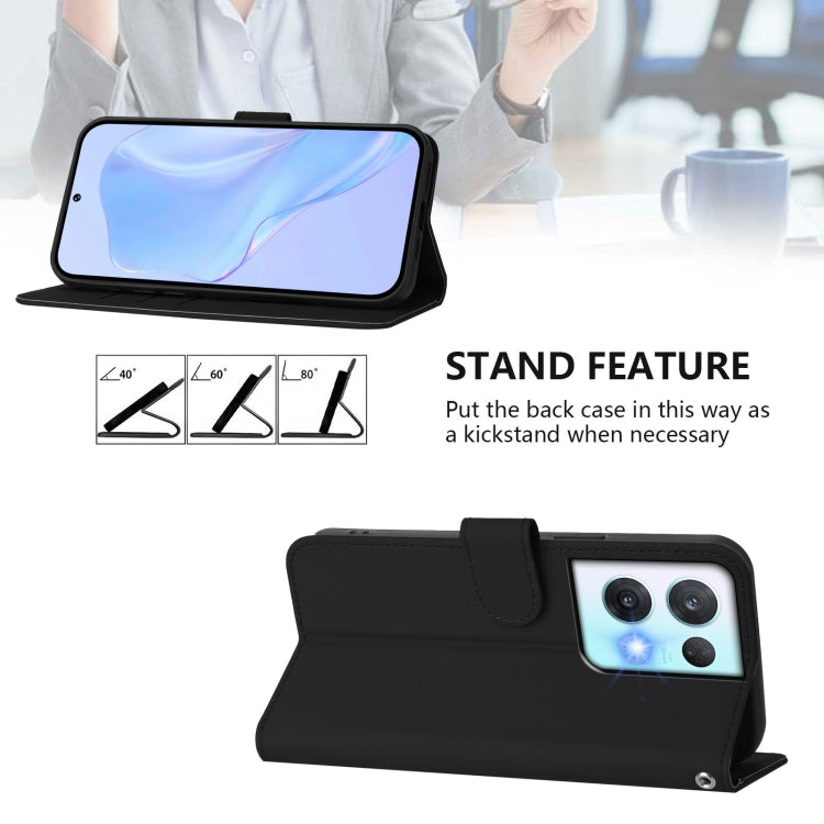 For OPPO Reno8 Pro 5G Skin Feel Solid Color Leather Phone Case with Lanyard