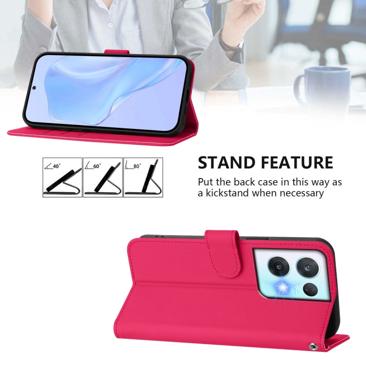 For OPPO Reno8 Pro 5G Skin Feel Solid Color Leather Phone Case with Lanyard