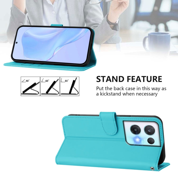 For OPPO Reno8 Pro 5G Skin Feel Solid Color Leather Phone Case with Lanyard