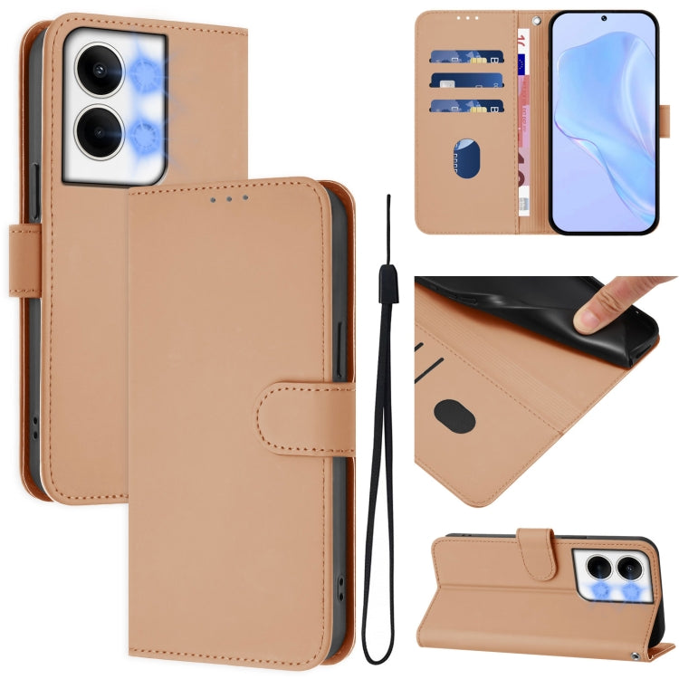 For OPPO Reno9 5G / Reno9 Pro 5G Skin Feel Solid Color Leather Phone Case with Lanyard