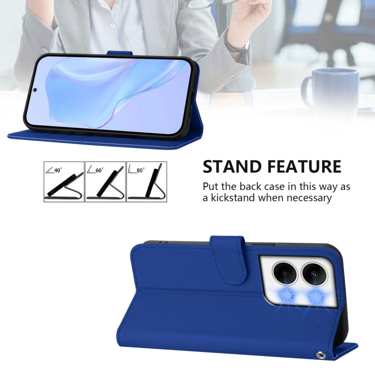 For OPPO Reno9 5G / Reno9 Pro 5G Skin Feel Solid Color Leather Phone Case with Lanyard