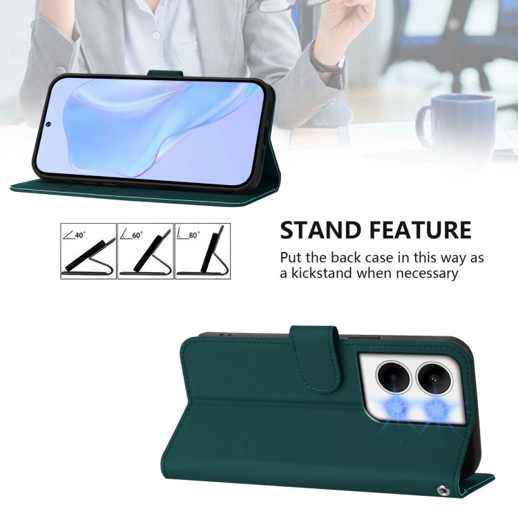 For OPPO Reno9 5G / Reno9 Pro 5G Skin Feel Solid Color Leather Phone Case with Lanyard