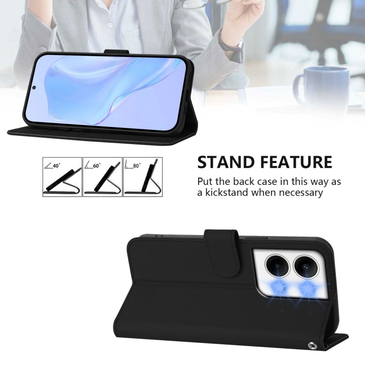 For OPPO Reno9 5G / Reno9 Pro 5G Skin Feel Solid Color Leather Phone Case with Lanyard