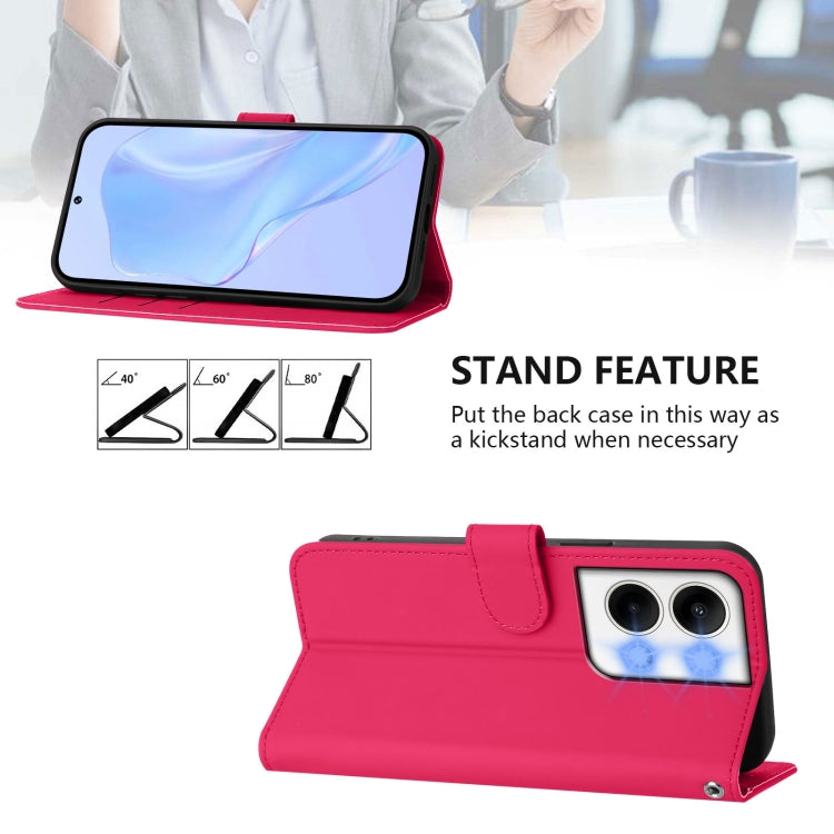 For OPPO Reno9 5G / Reno9 Pro 5G Skin Feel Solid Color Leather Phone Case with Lanyard