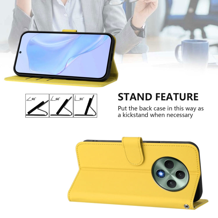 For OPPO Reno12 F Global Skin Feel Solid Color Leather Phone Case with Lanyard