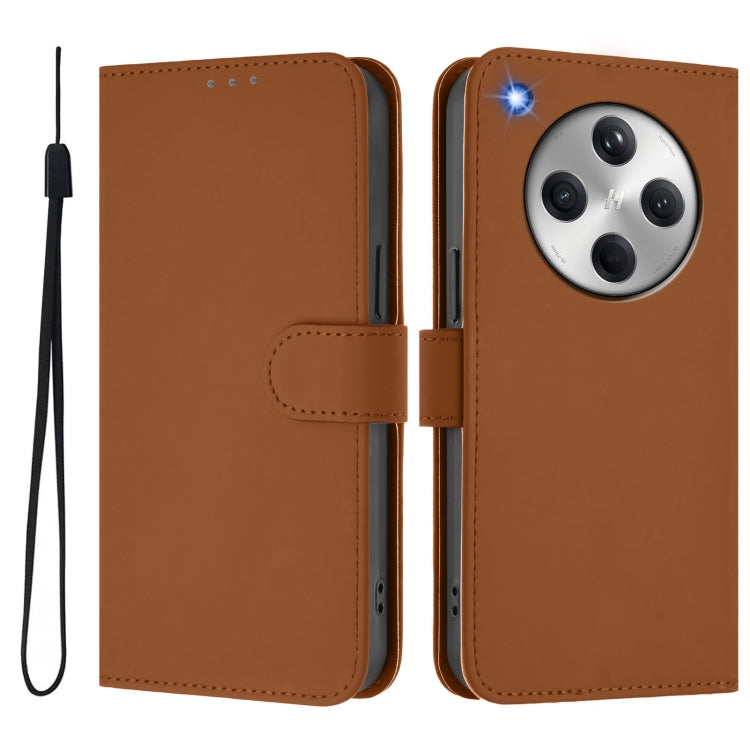 For OPPO Find X8 Skin Feel Solid Color Leather Phone Case with Lanyard