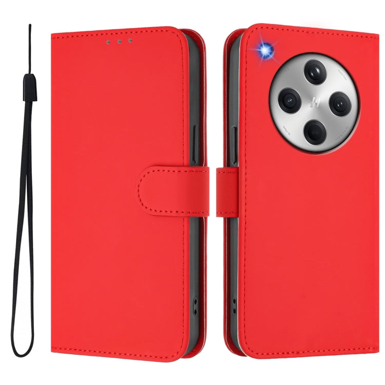 For OPPO Find X8 Skin Feel Solid Color Leather Phone Case with Lanyard
