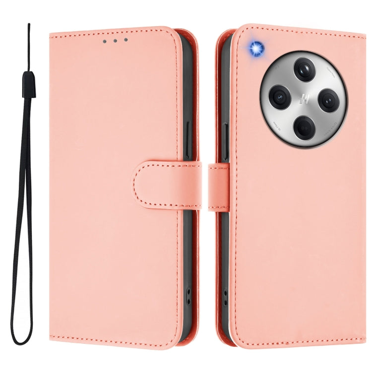 For OPPO Find X8 Skin Feel Solid Color Leather Phone Case with Lanyard