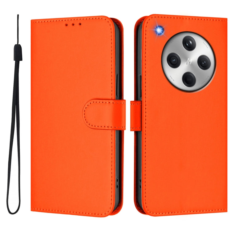 For OPPO Find X8 Skin Feel Solid Color Leather Phone Case with Lanyard