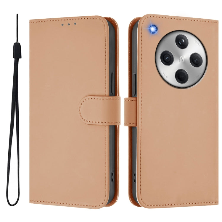 For OPPO Find X8 Skin Feel Solid Color Leather Phone Case with Lanyard