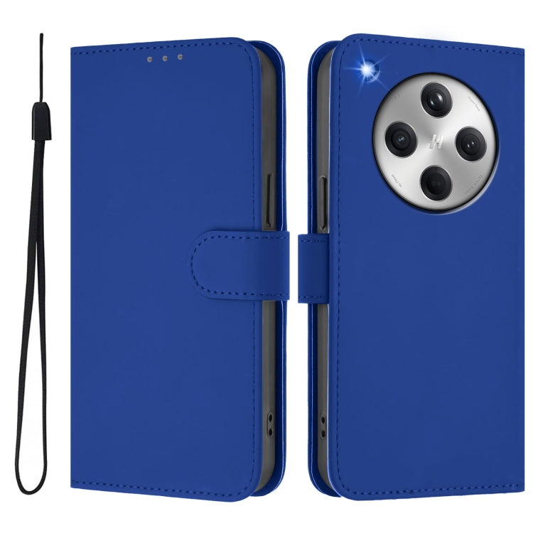 For OPPO Find X8 Skin Feel Solid Color Leather Phone Case with Lanyard