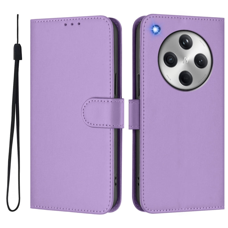 For OPPO Find X8 Skin Feel Solid Color Leather Phone Case with Lanyard