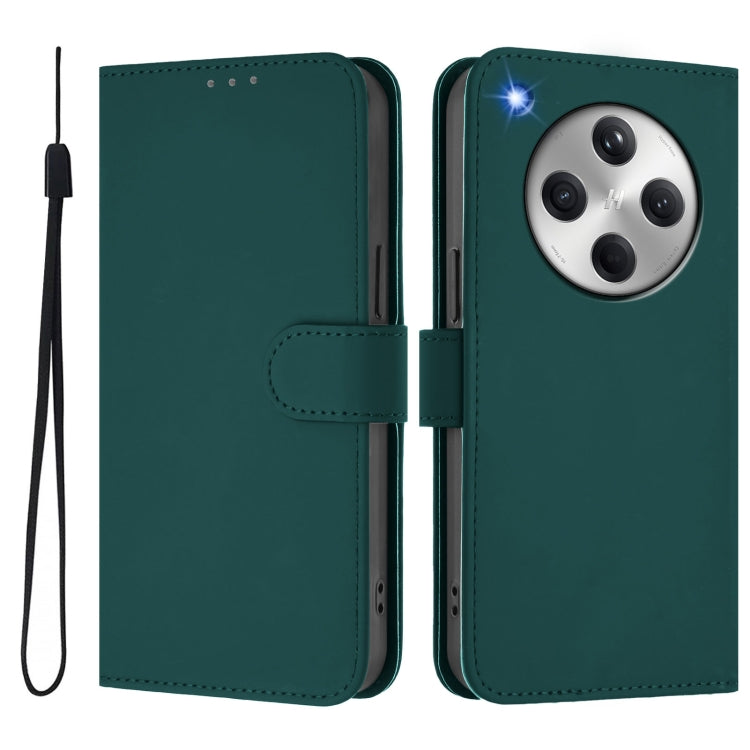For OPPO Find X8 Skin Feel Solid Color Leather Phone Case with Lanyard