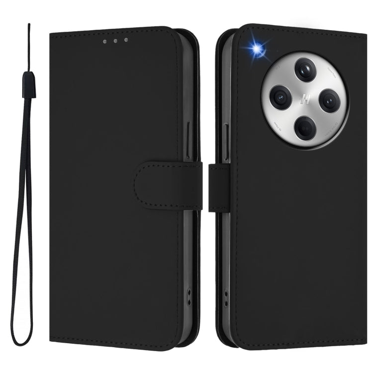 For OPPO Find X8 Skin Feel Solid Color Leather Phone Case with Lanyard