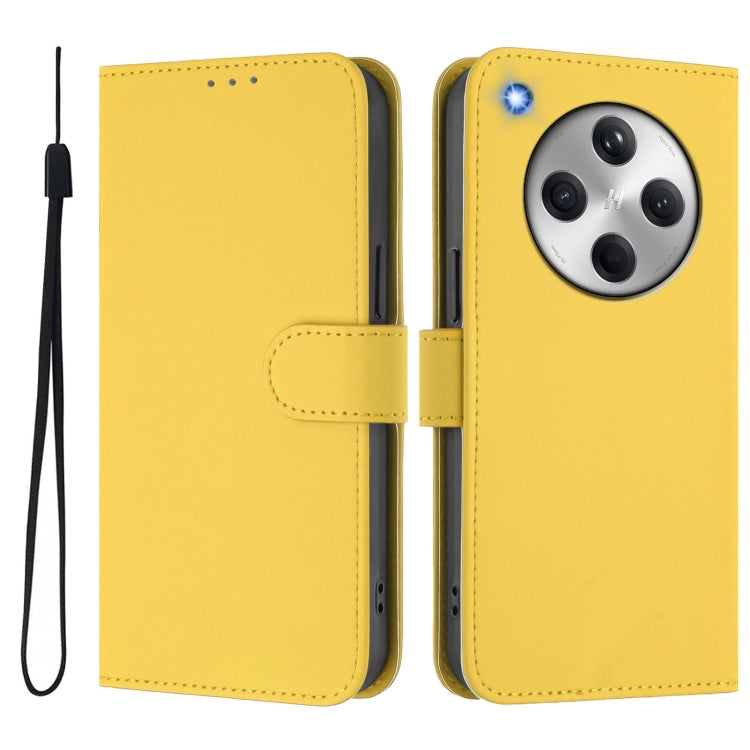 For OPPO Find X8 Skin Feel Solid Color Leather Phone Case with Lanyard