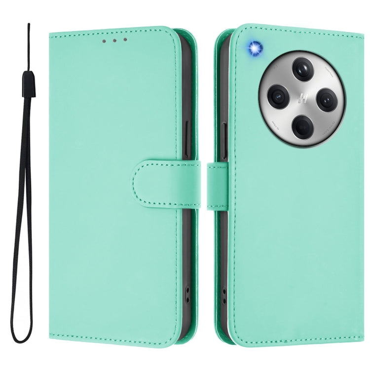 For OPPO Find X8 Skin Feel Solid Color Leather Phone Case with Lanyard