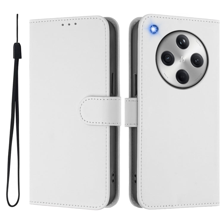 For OPPO Find X8 Skin Feel Solid Color Leather Phone Case with Lanyard