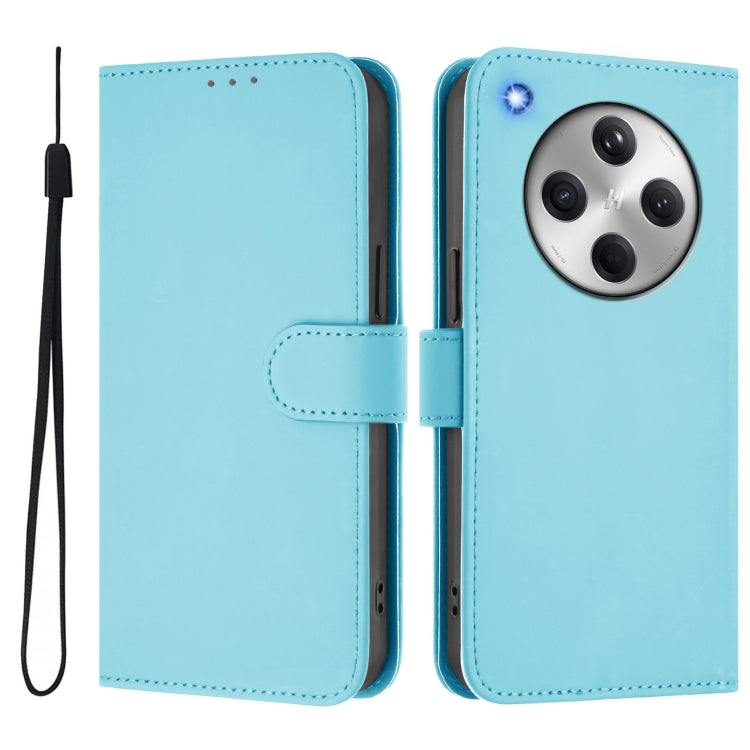 For OPPO Find X8 Skin Feel Solid Color Leather Phone Case with Lanyard