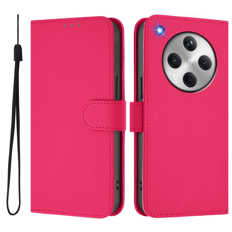 For OPPO Find X8 Skin Feel Solid Color Leather Phone Case with Lanyard