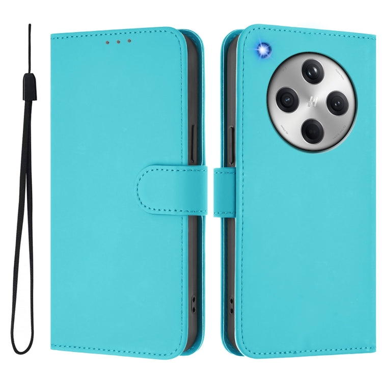 For OPPO Find X8 Skin Feel Solid Color Leather Phone Case with Lanyard