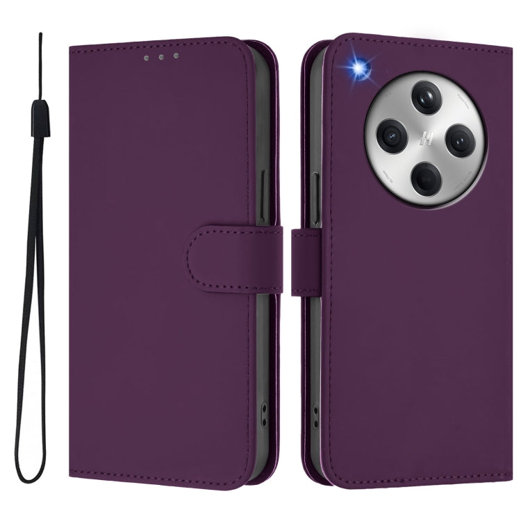 For OPPO Find X8 Skin Feel Solid Color Leather Phone Case with Lanyard