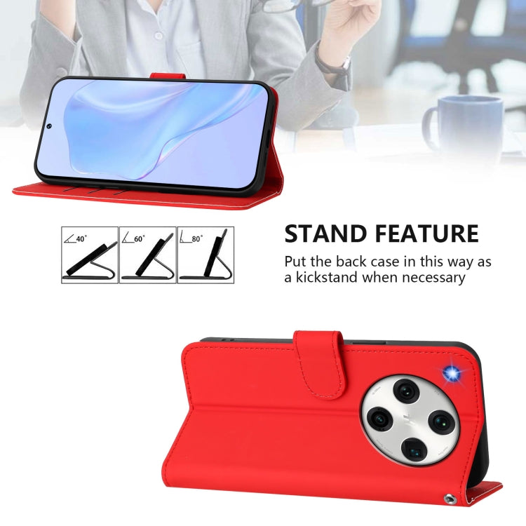 For OPPO Find X8 Pro Skin Feel Solid Color Leather Phone Case with Lanyard