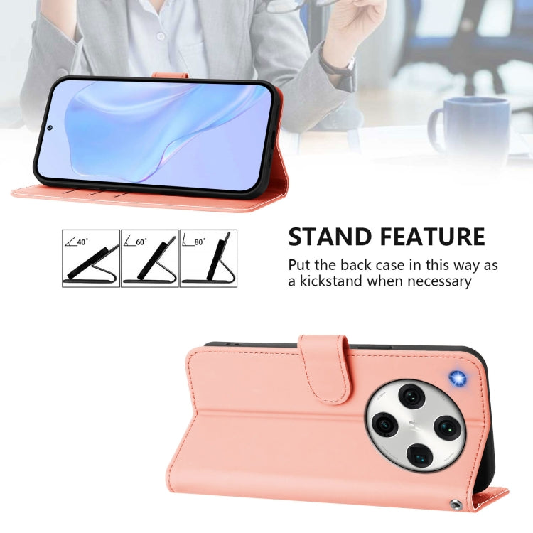 For OPPO Find X8 Pro Skin Feel Solid Color Leather Phone Case with Lanyard