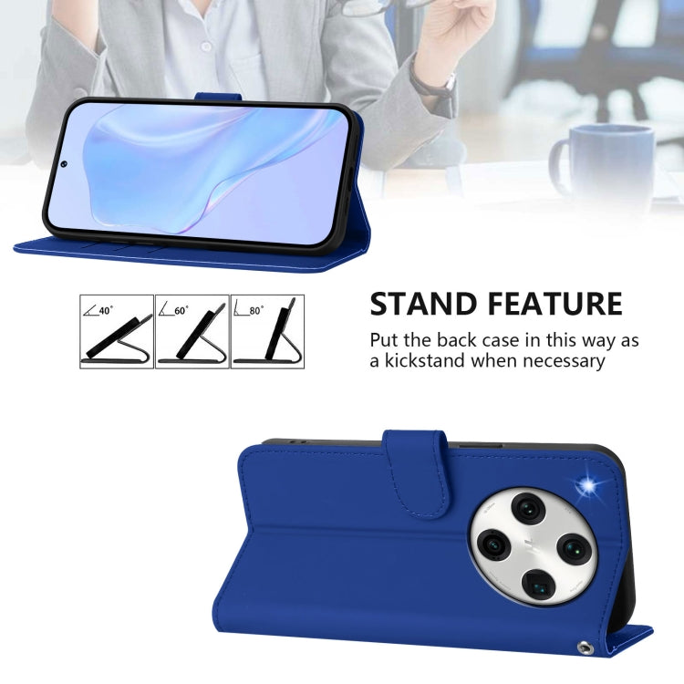 For OPPO Find X8 Pro Skin Feel Solid Color Leather Phone Case with Lanyard